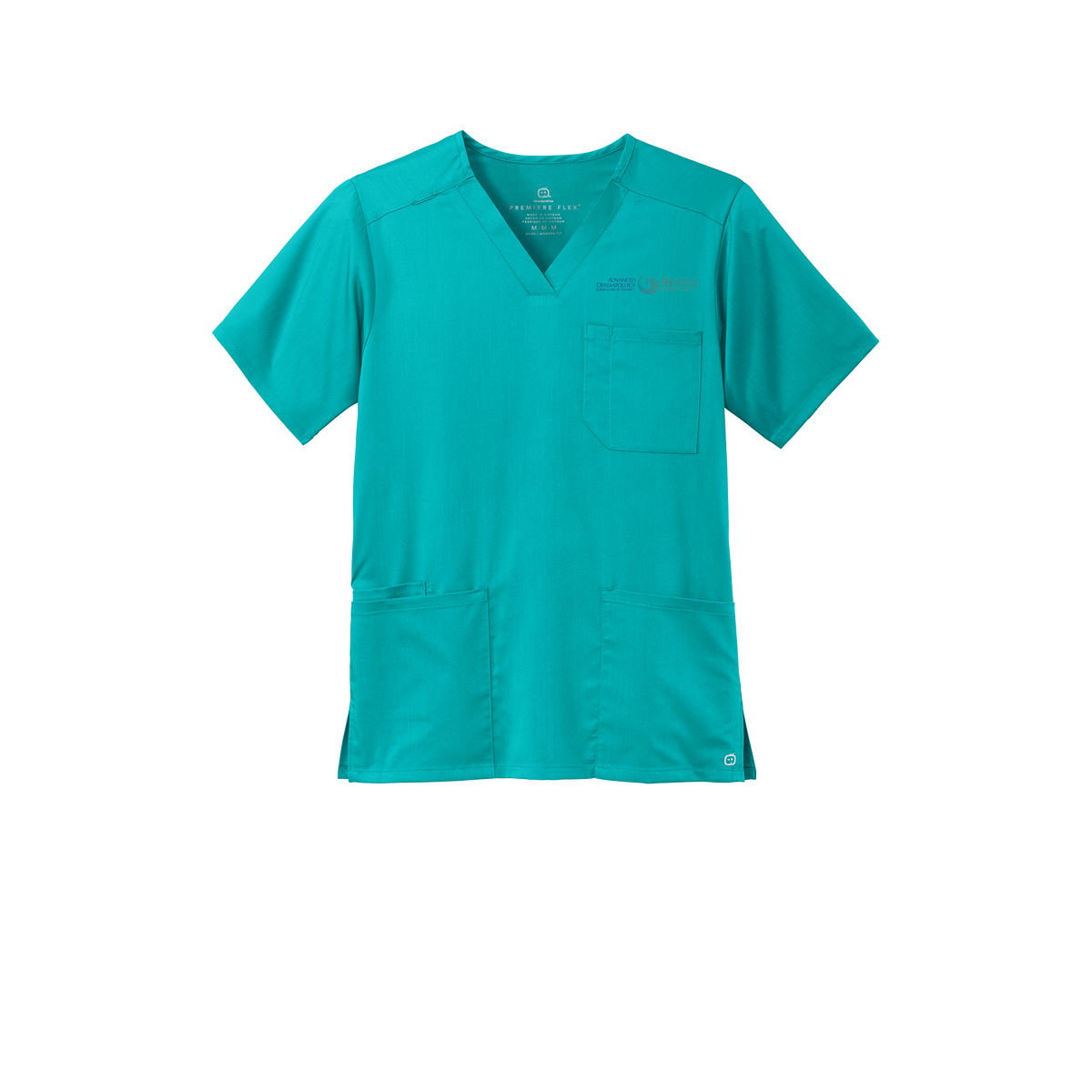 advancedskinmd-wink-mens-premiere-flex-v-neck-embroidery-leftchest-WW5068-teal-flat-front