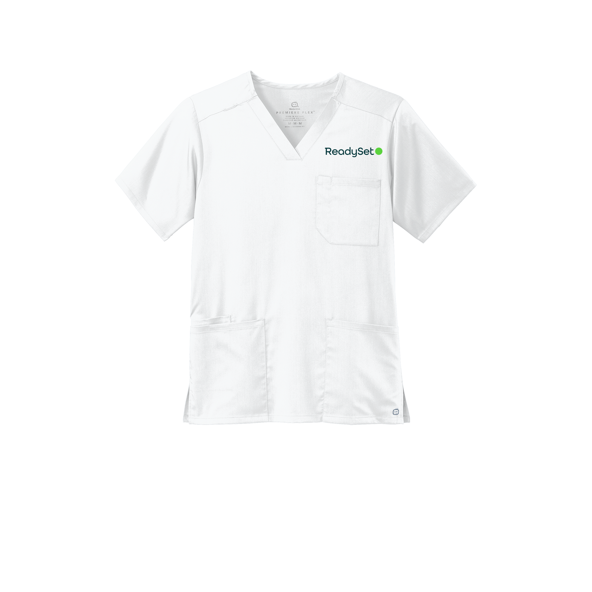 readysetsurgical-wink-mens-premiere-flex-v-neck-embroidery-leftchest-WW5068-white-flat-front