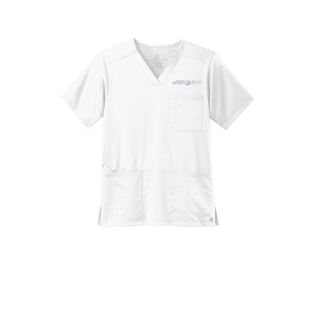advancedskinmd-wink-mens-premiere-flex-v-neck-embroidery-leftchest-WW5068-white-flat-front