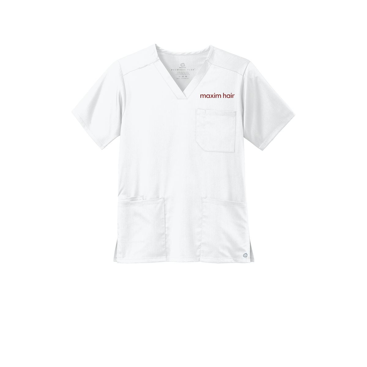 maximhairrestoration-wink-mens-premiere-flex-v-neck-embroidery-leftchest-WW5068-white-flat-front
