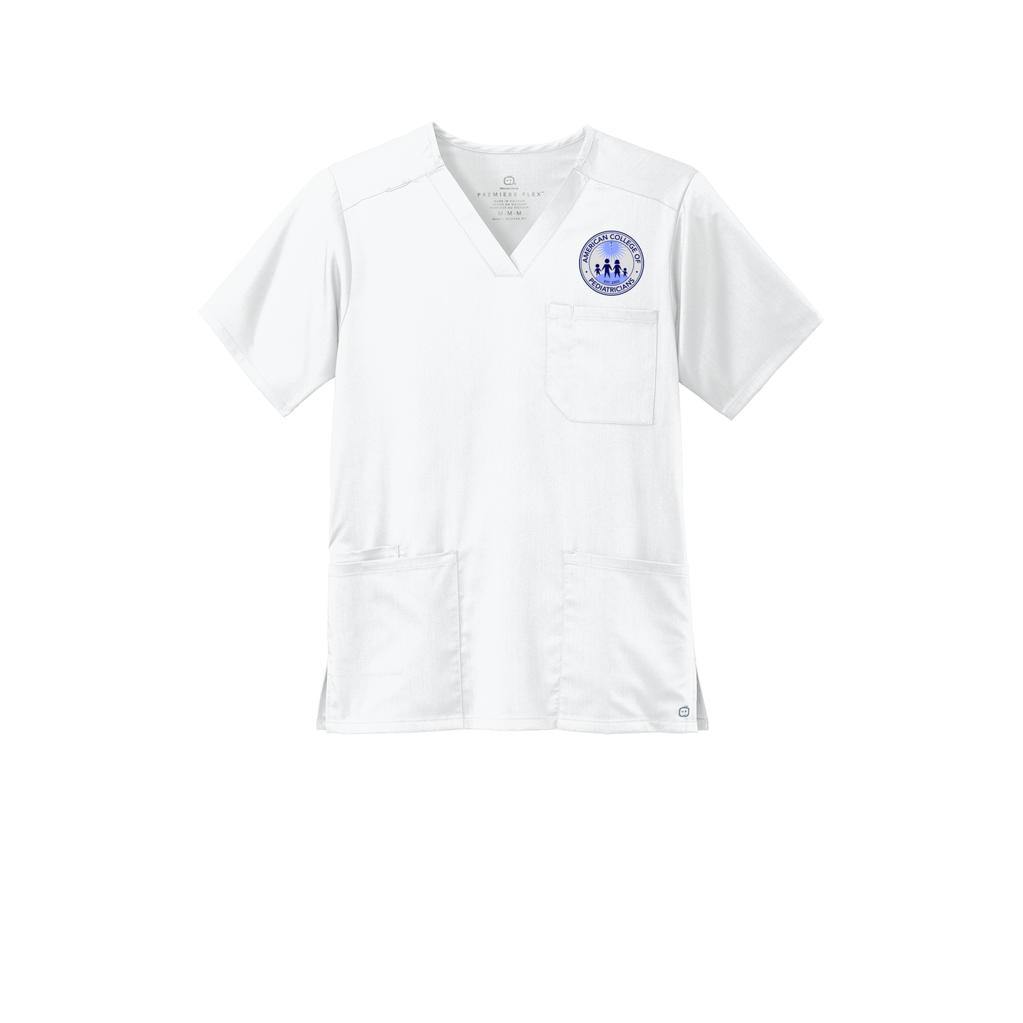 acpeds-wink-mens-premiere-flex-v-neck-embroidery-leftchest-WW5068-white-flat-front
