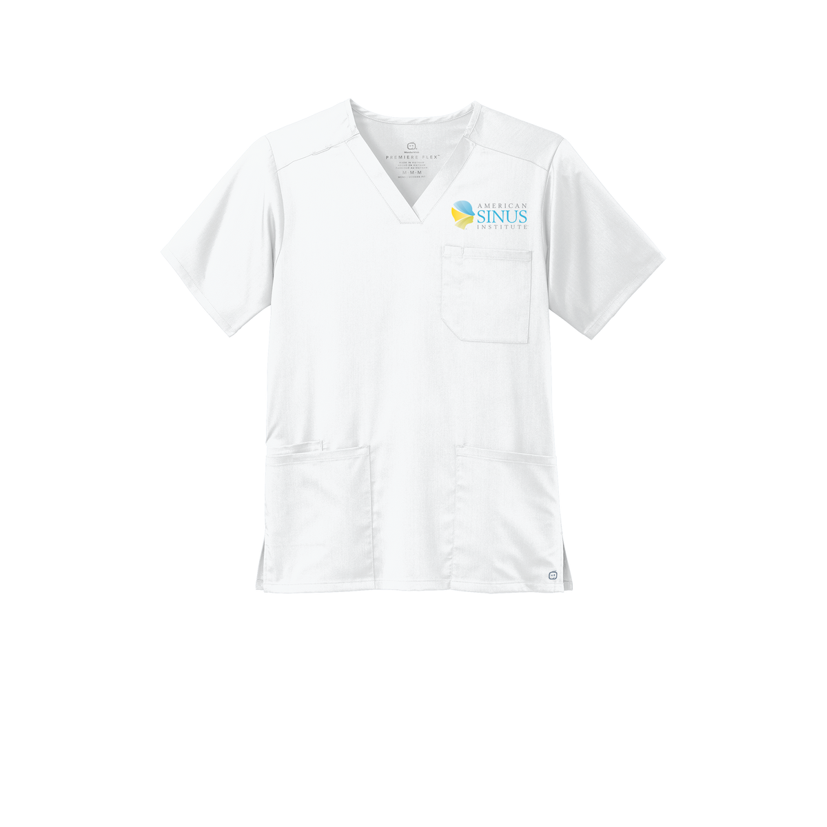 americansinus-wink-mens-premiere-flex-v-neck-embroidery-leftchest-WW5068-white-flat-front