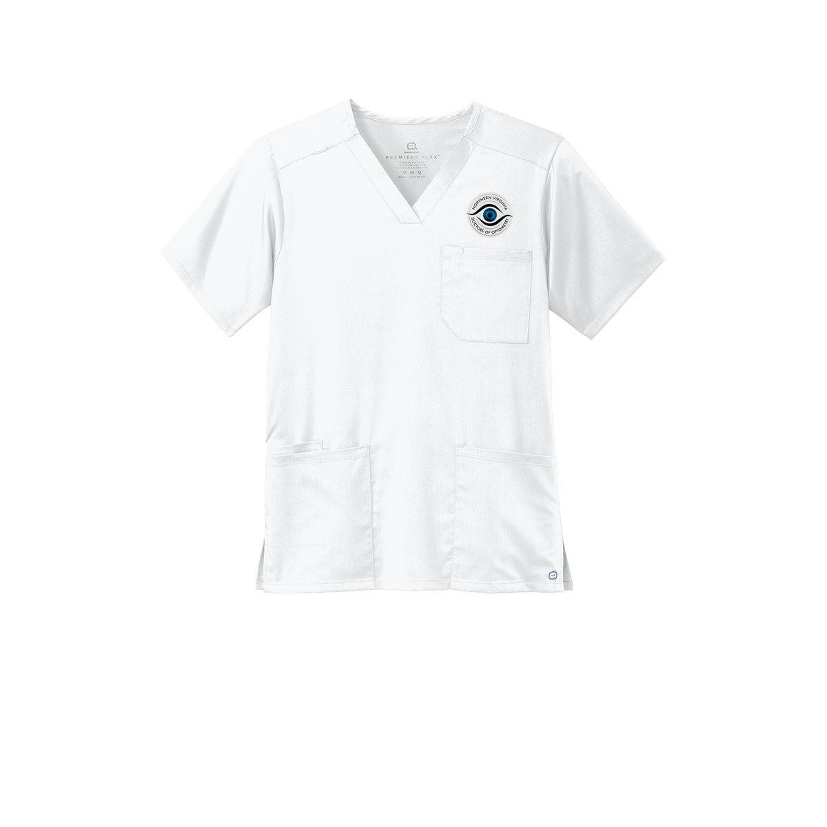 novaeyedocs-wink-mens-premiere-flex-v-neck-embroidery-leftchest-WW5068-white-flat-front