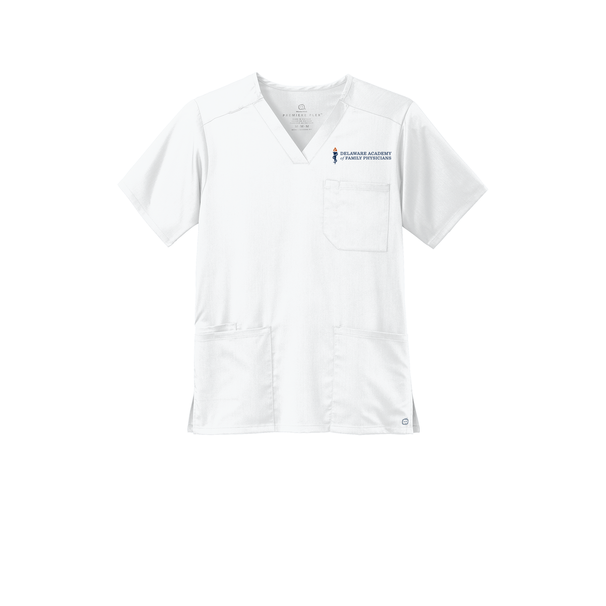 delfamdoc-wink-mens-premiere-flex-v-neck-embroidery-leftchest-WW5068-white-flat-front