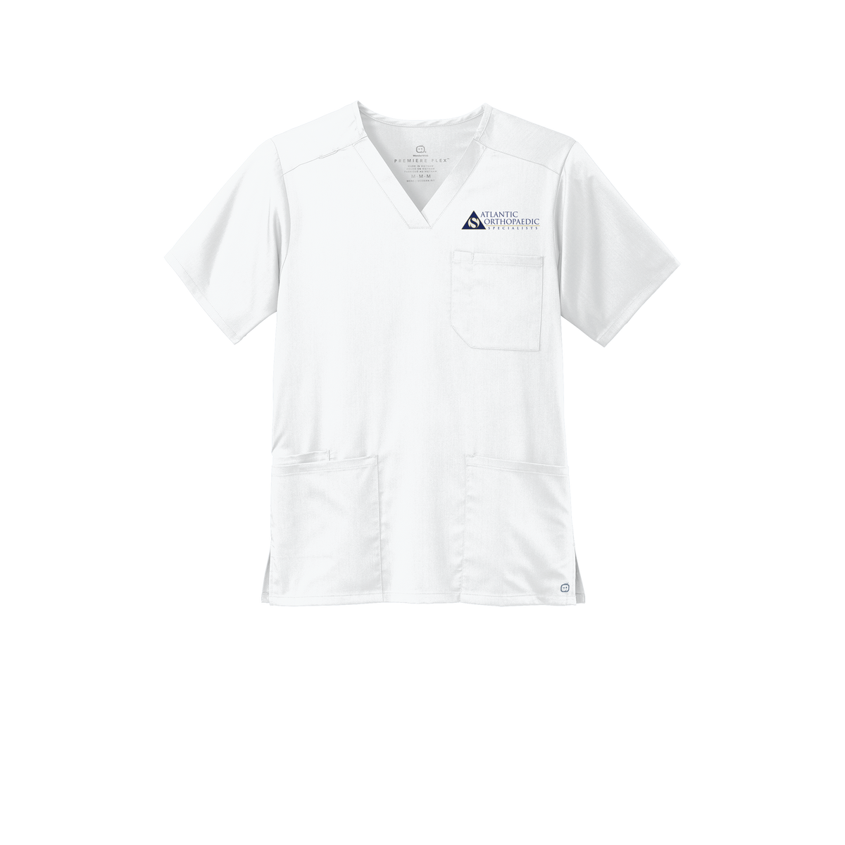 atlanticortho-wink-mens-premiere-flex-v-neck-embroidery-leftchest-WW5068-white-flat-front