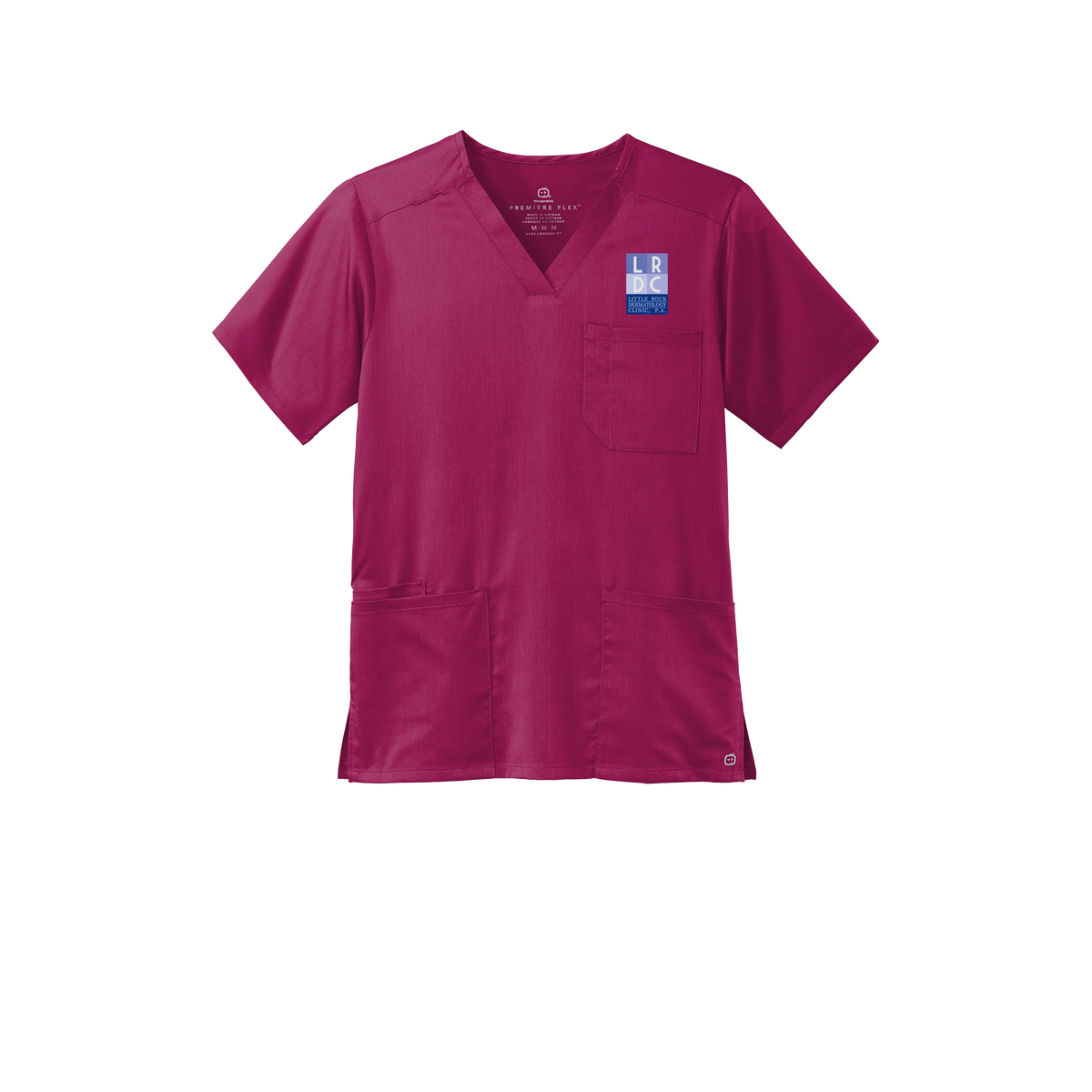 littlerockdermatology-wink-mens-premiere-flex-v-neck-embroidery-leftchest-WW5068-wine-flat-front