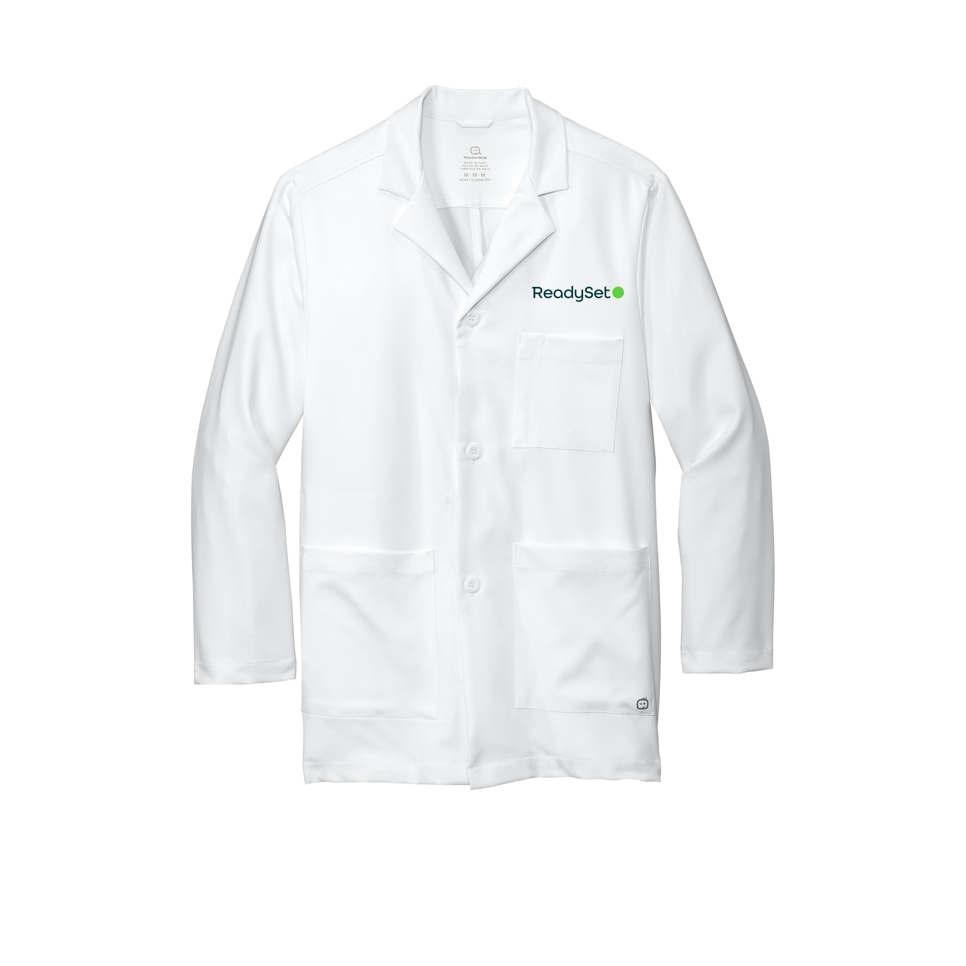 readysetsurgical-wink-mens-lab-coat-short-embroidery-leftchest-WW5072-white-flat-front