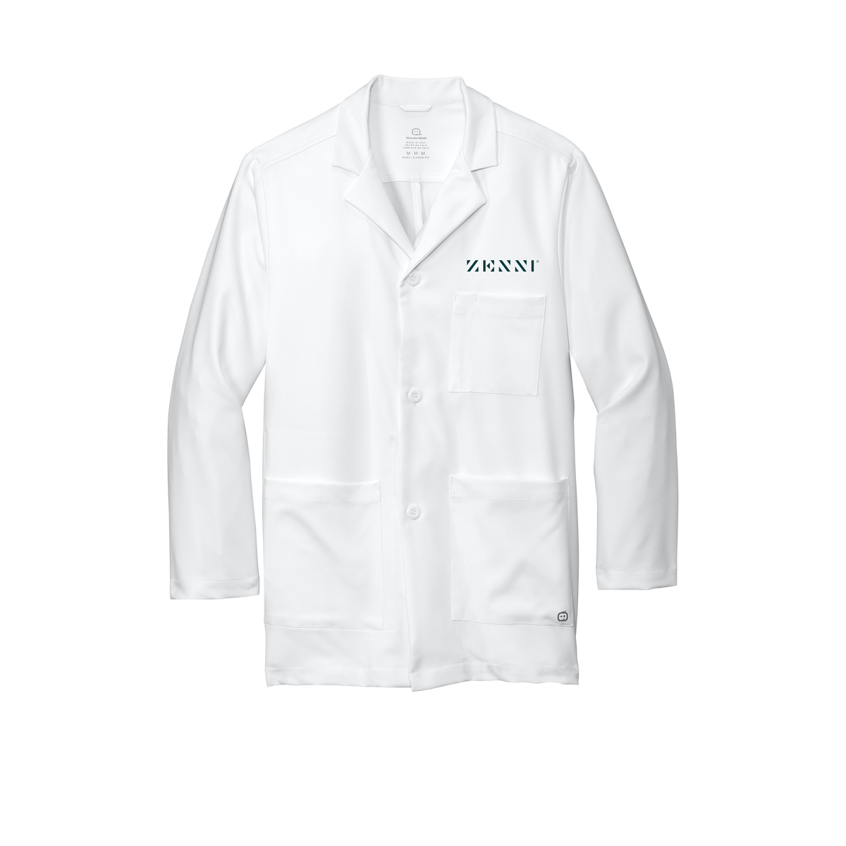 zennioptical-wink-mens-lab-coat-short-embroidery-leftchest-WW5072-white-flat-front