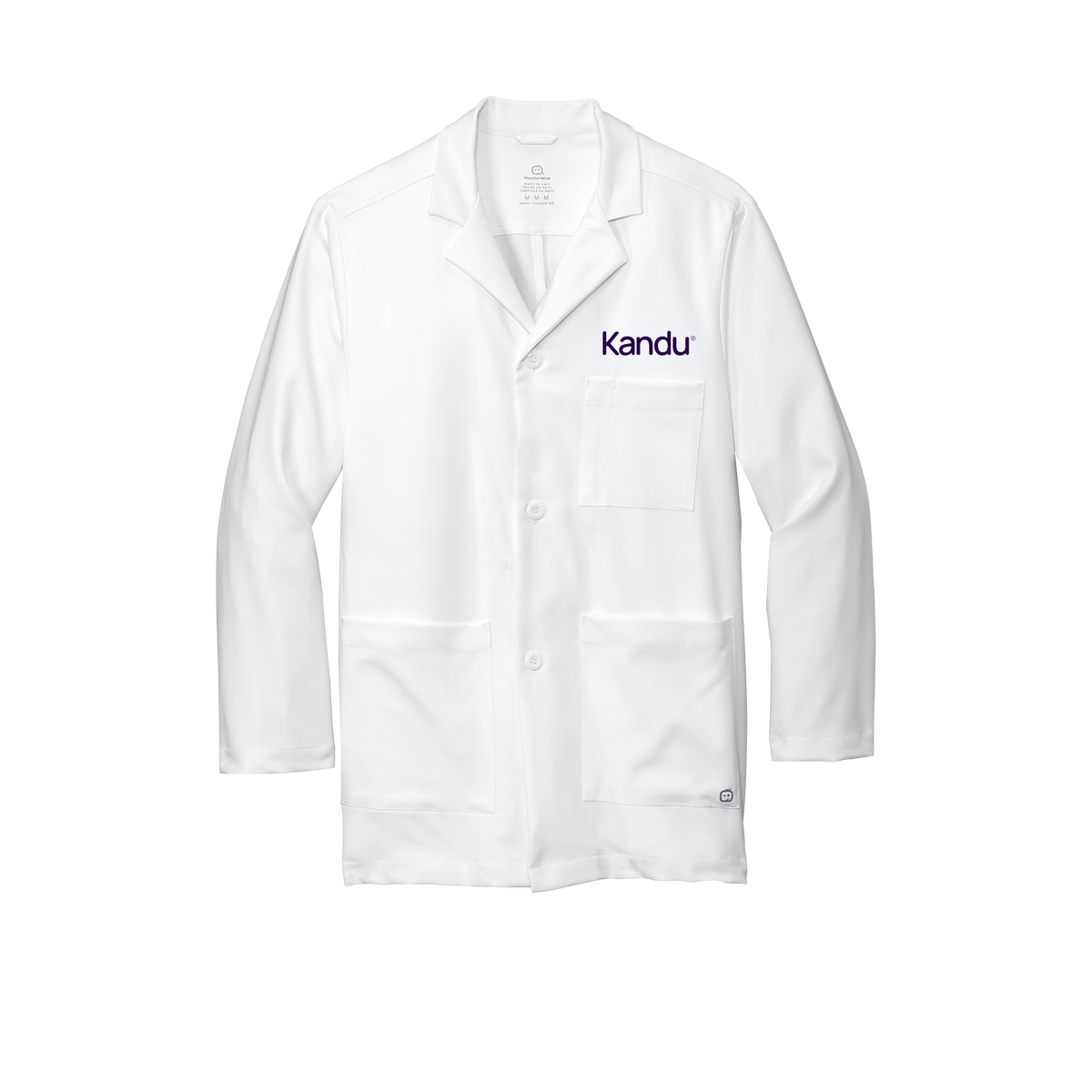 kandu-wink-mens-lab-coat-short-embroidery-leftchest-WW5072-white-flat-front