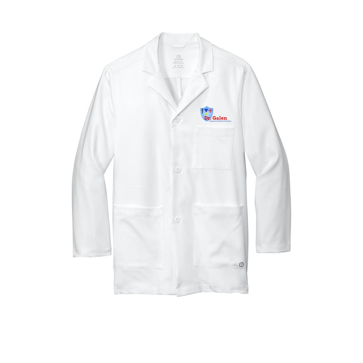 drgalen-wink-mens-lab-coat-short-embroidery-leftchest-WW5072-white-flat-front