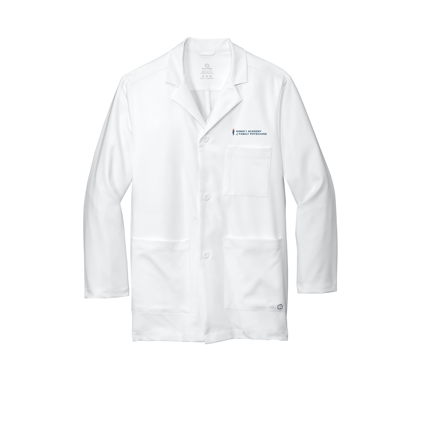 hafp-wink-mens-lab-coat-short-embroidery-leftchest-WW5072-white-flat-front