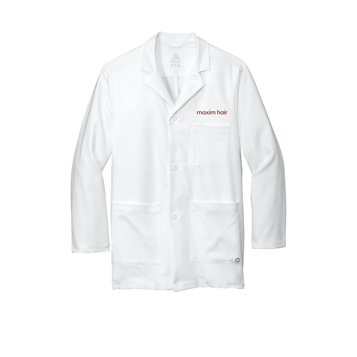 maximhairrestoration-wink-mens-lab-coat-short-embroidery-leftchest-WW5072-white-flat-front