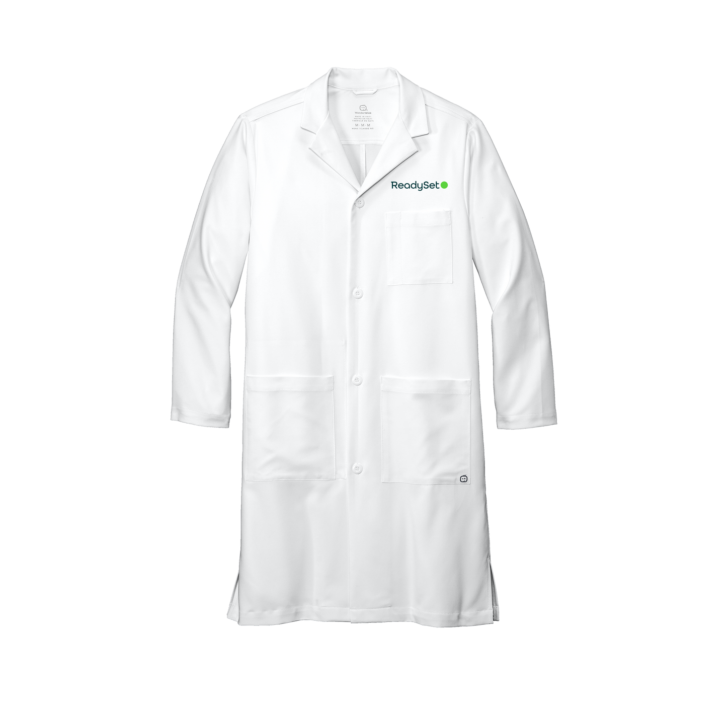 readysetsurgical-wink-mens-lab-coat-long-embroidery-leftchest-WW5172-white-flat-front