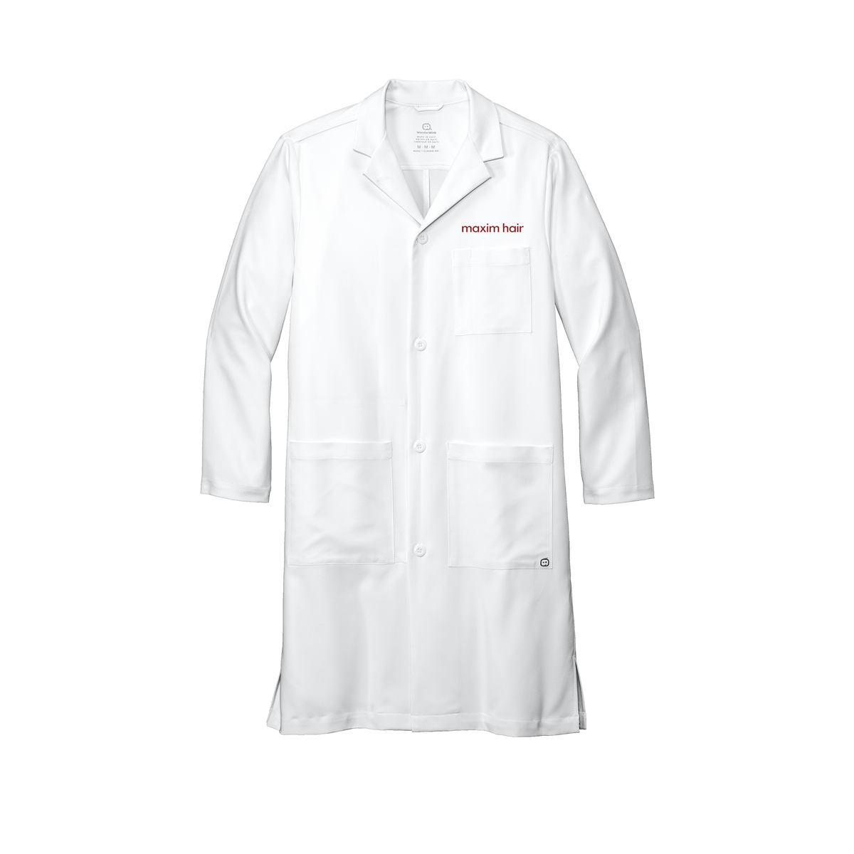 maximhairrestoration-wink-mens-lab-coat-long-embroidery-leftchest-WW5172-white-flat-front