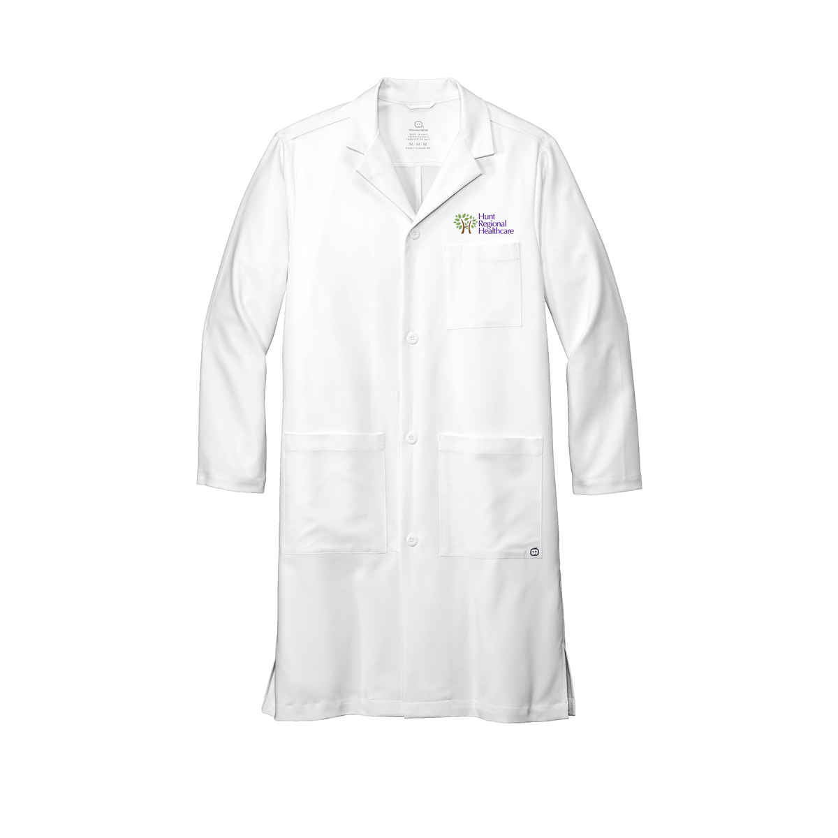 huntregional-wink-mens-lab-coat-long-embroidery-leftchest-WW5172-white-flat-front