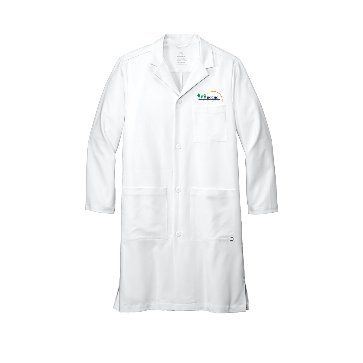 rcchc-wink-mens-lab-coat-long-embroidery-leftchest-WW5172-white-flat-front