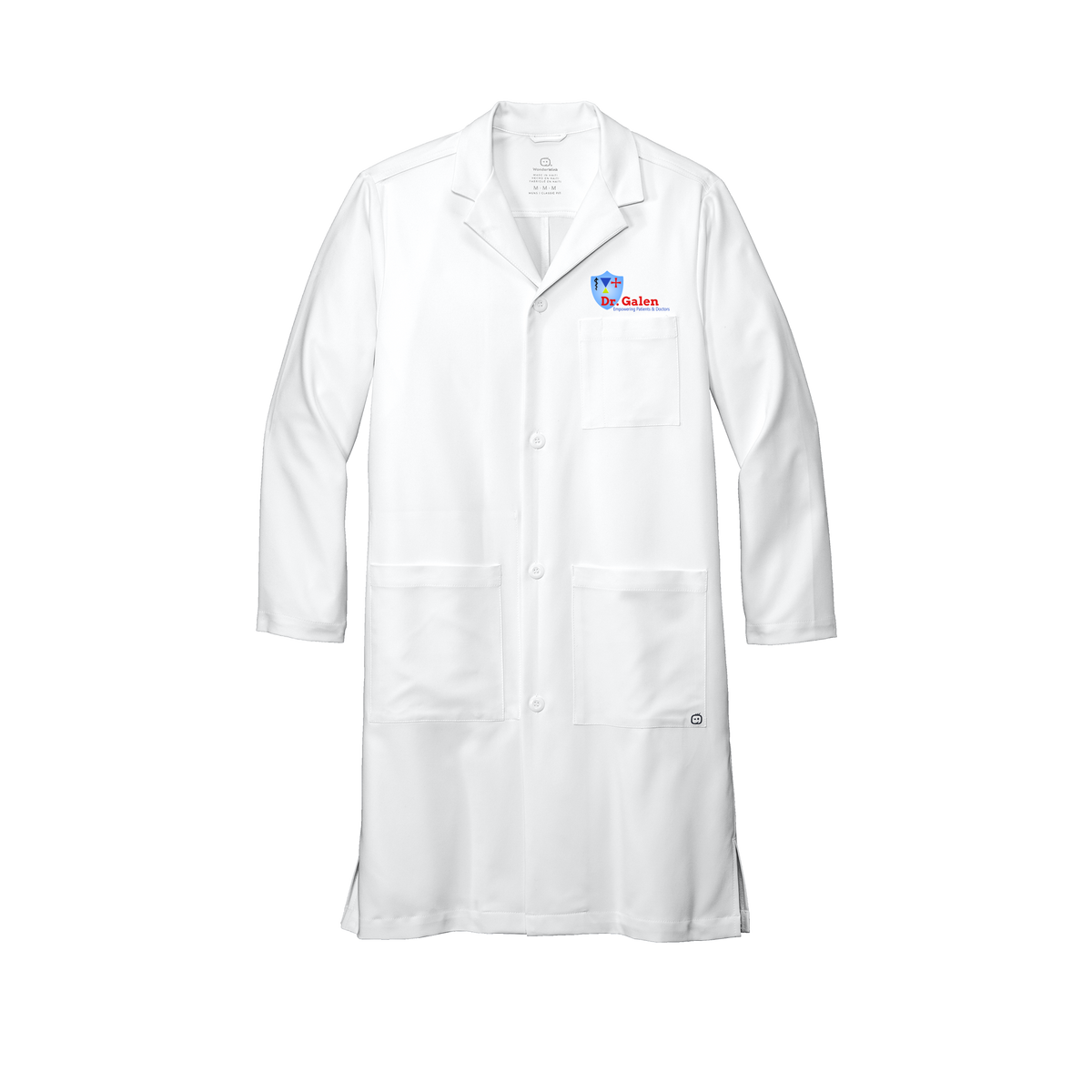 drgalen-wink-mens-lab-coat-long-embroidery-leftchest-WW5172-white-flat-front