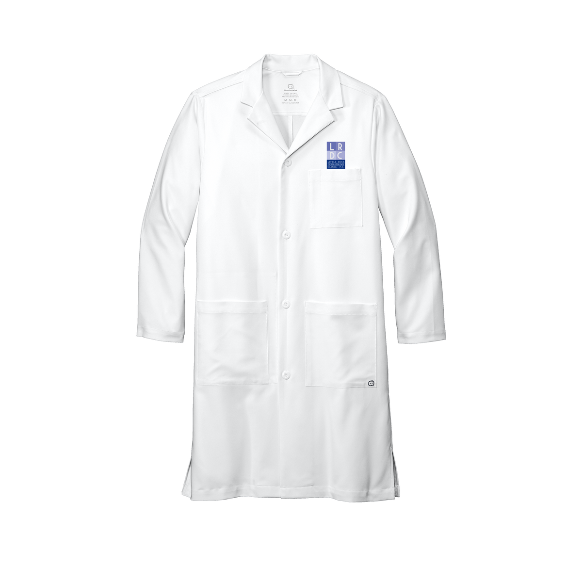 littlerockdermatology-wink-mens-lab-coat-long-embroidery-leftchest-WW5172-white-flat-front