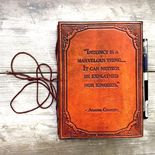 Instinct Is A Marvelous Thing Agatha Christie Quote Leather Journal - 7x5 by Soothi