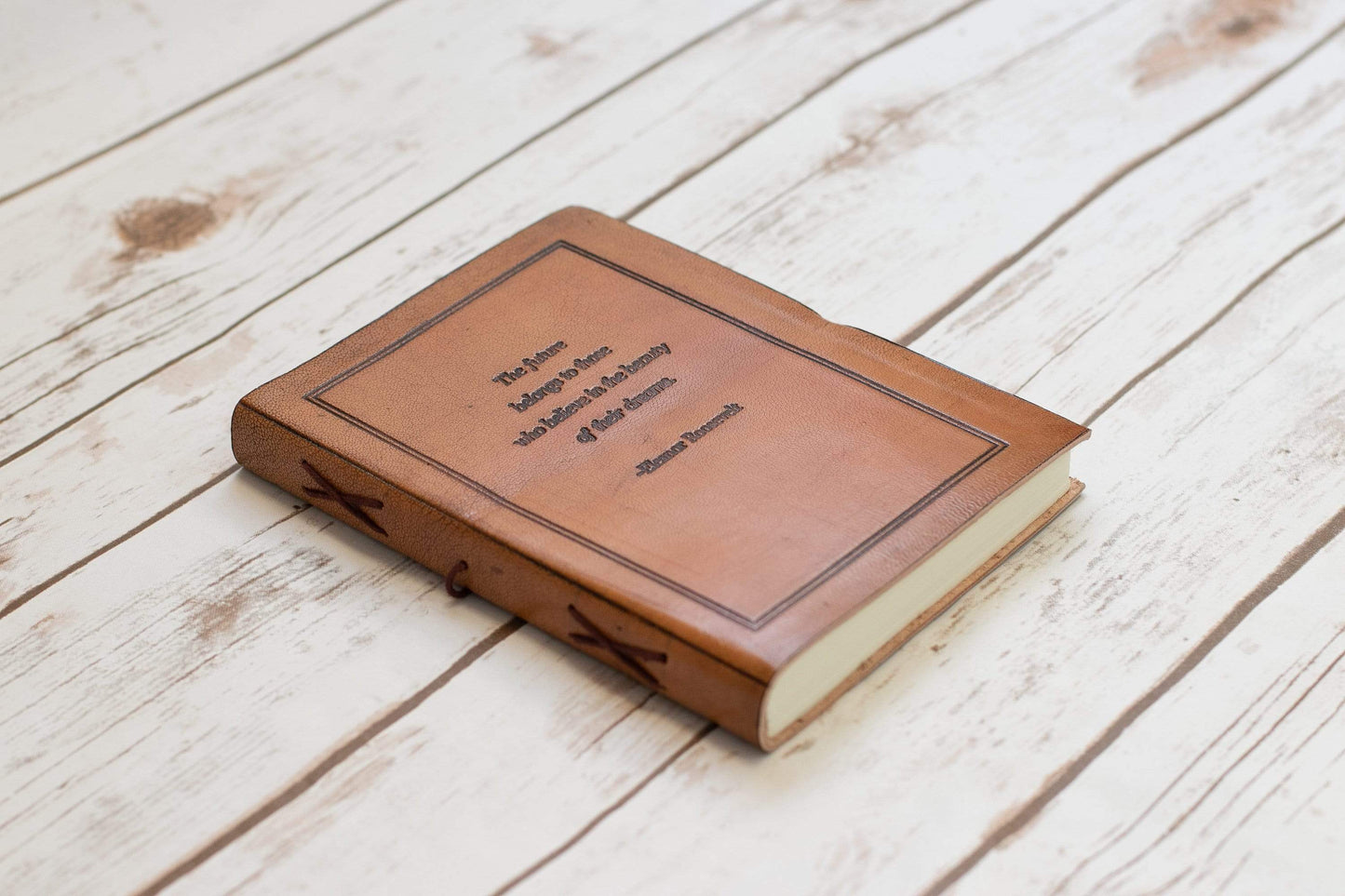 The Future Belongs Eleanor Roosevelt Quote Leather Journal - 8x6 Size by Soothi