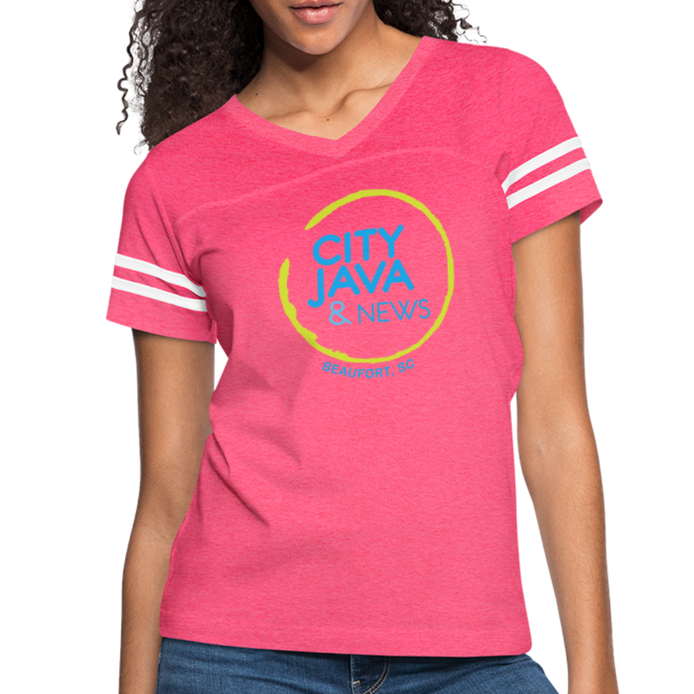 City Java Women’s V-neck T-Shirt - vintage pink/white