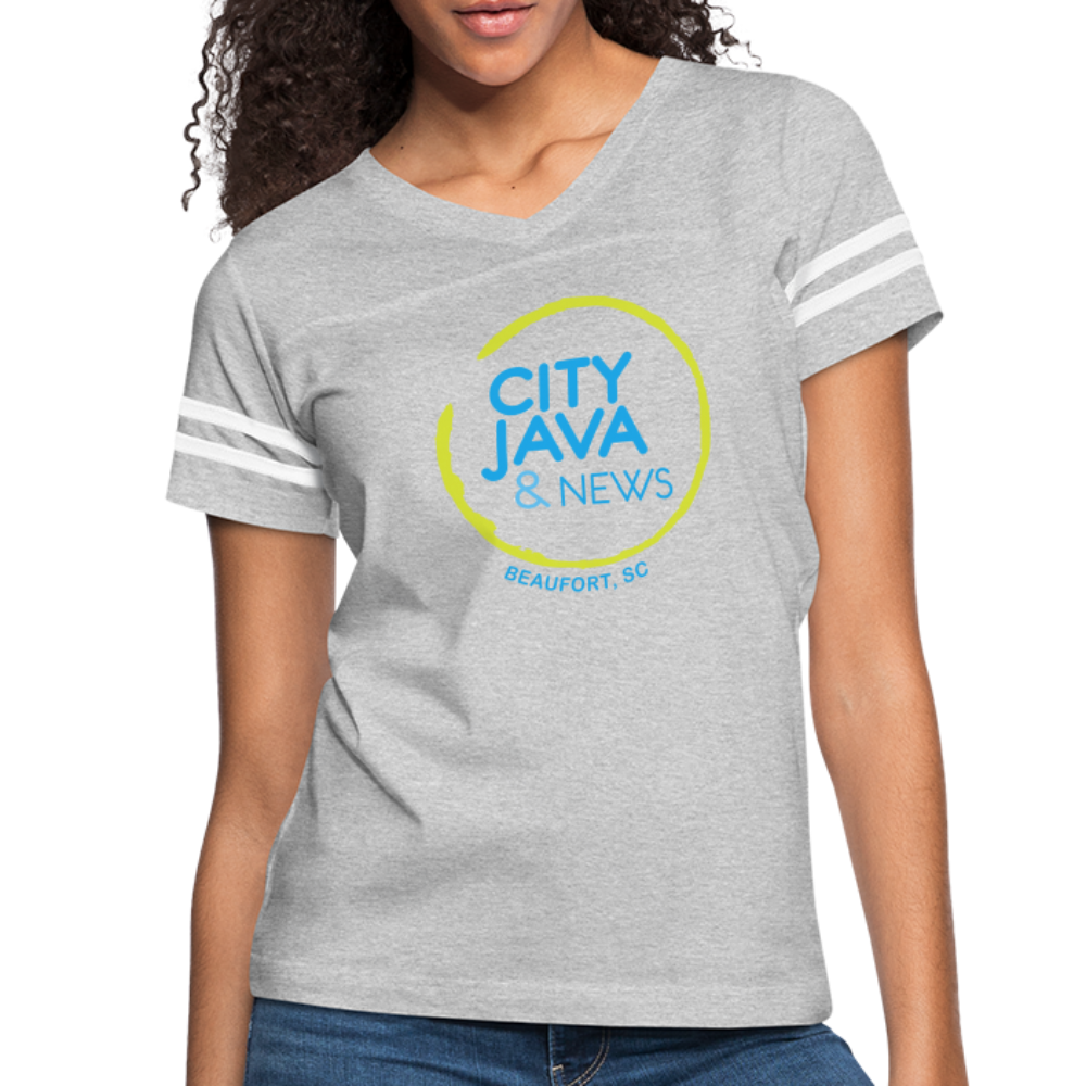 City Java Women’s V-neck T-Shirt - heather gray/white