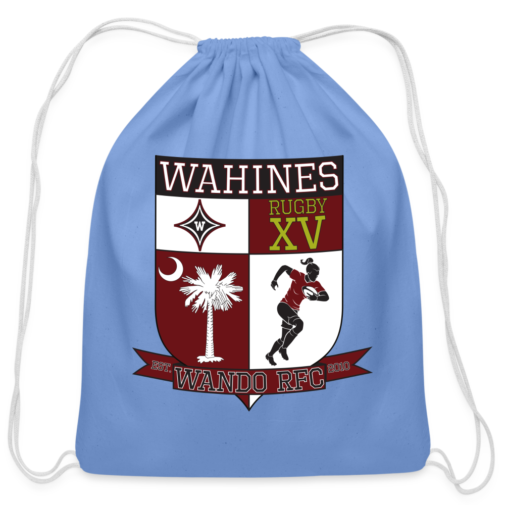 Wahines Cotton Drawstring Bag - carolina blue